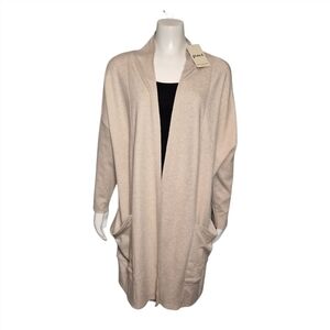 Pact Airplane Wrap Cardigan Wheat  Cotton Drop Shoulder Comfy NWT sz XS / S